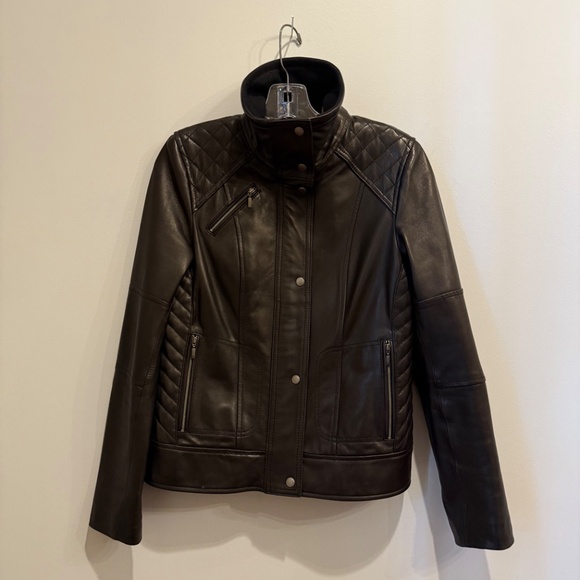 Cole Haan Genuine Leather Jacket Black - size small - Picture 2 of 16